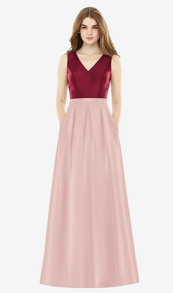 Front View - Rose & Burgundy Alfred Sung Bridesmaid Dress D753