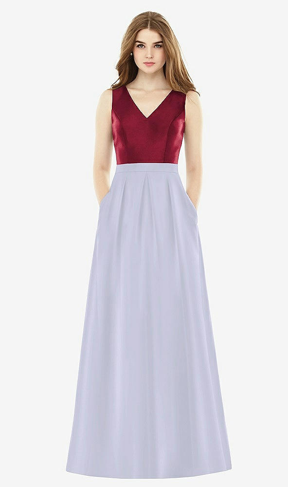 Front View - Silver Dove & Burgundy Alfred Sung Bridesmaid Dress D753