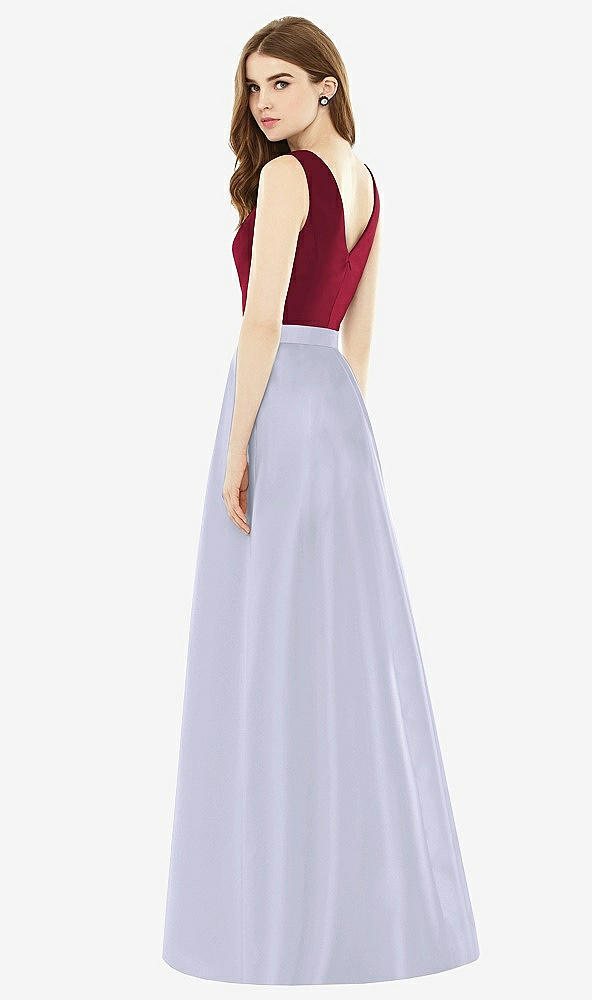 Back View - Silver Dove & Burgundy Alfred Sung Bridesmaid Dress D753