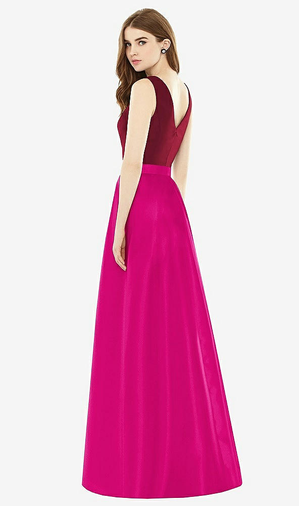 Back View - Think Pink & Burgundy Alfred Sung Bridesmaid Dress D753
