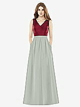 Front View Thumbnail - Willow Green & Burgundy Alfred Sung Bridesmaid Dress D753
