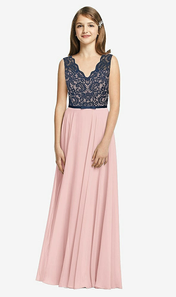 Front View - Rose & Midnight Navy Dessy Collection Junior Bridesmaid Dress JR542