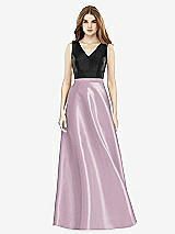 Front View Thumbnail - Suede Rose & Black Sleeveless A-Line Satin Dress with Pockets