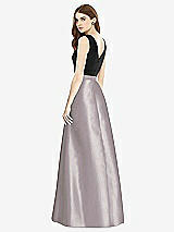 Rear View Thumbnail - Cashmere Gray & Black Sleeveless A-Line Satin Dress with Pockets