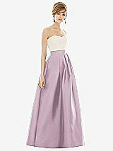 Front View Thumbnail - Suede Rose & Ivory Strapless Pleated Skirt Maxi Dress with Pockets