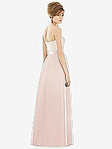 Rear View Thumbnail - Blush & Ivory Strapless Pleated Skirt Maxi Dress with Pockets