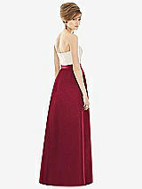 Rear View Thumbnail - Burgundy & Ivory Strapless Pleated Skirt Maxi Dress with Pockets