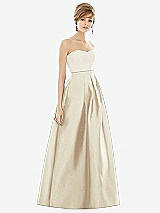 Front View Thumbnail - Champagne & Ivory Strapless Pleated Skirt Maxi Dress with Pockets