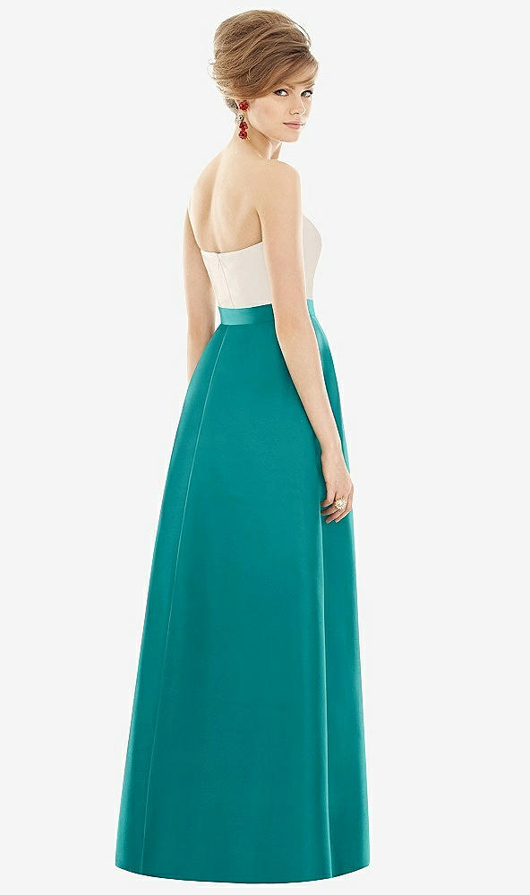 Back View - Jade & Ivory Strapless Pleated Skirt Maxi Dress with Pockets
