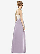 Rear View Thumbnail - Lilac Haze & Ivory Strapless Pleated Skirt Maxi Dress with Pockets