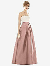 Front View Thumbnail - Neu Nude & Ivory Strapless Pleated Skirt Maxi Dress with Pockets