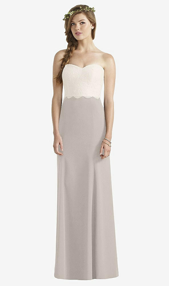 Front View - Taupe & Ivory Social Bridesmaids Dress 8191