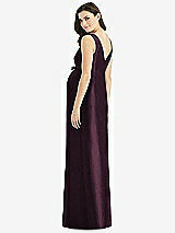 Rear View Thumbnail - Deep Plum Sleeveless Satin Twill Maternity Dress