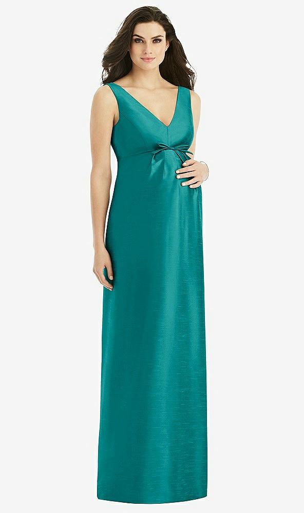 Front View - Jade Sleeveless Satin Twill Maternity Dress