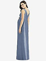 Rear View Thumbnail - Larkspur Blue Sleeveless Satin Twill Maternity Dress