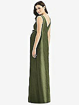 Rear View Thumbnail - Olive Green Sleeveless Satin Twill Maternity Dress