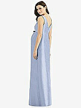 Rear View Thumbnail - Sky Blue Sleeveless Satin Twill Maternity Dress