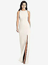 Front View Thumbnail - Ivory Diamond Cutout Back Trumpet Gown with Front Slit