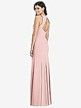 Rear View Thumbnail - Rose Diamond Cutout Back Trumpet Gown with Front Slit