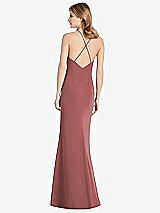 Rear View Thumbnail - English Rose Criss Cross Open-Back Chiffon Trumpet Gown