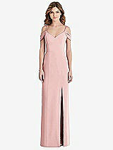 Front View Thumbnail - Rose Off-the-Shoulder Chiffon Trumpet Gown with Front Slit