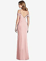 Rear View Thumbnail - Rose Off-the-Shoulder Chiffon Trumpet Gown with Front Slit