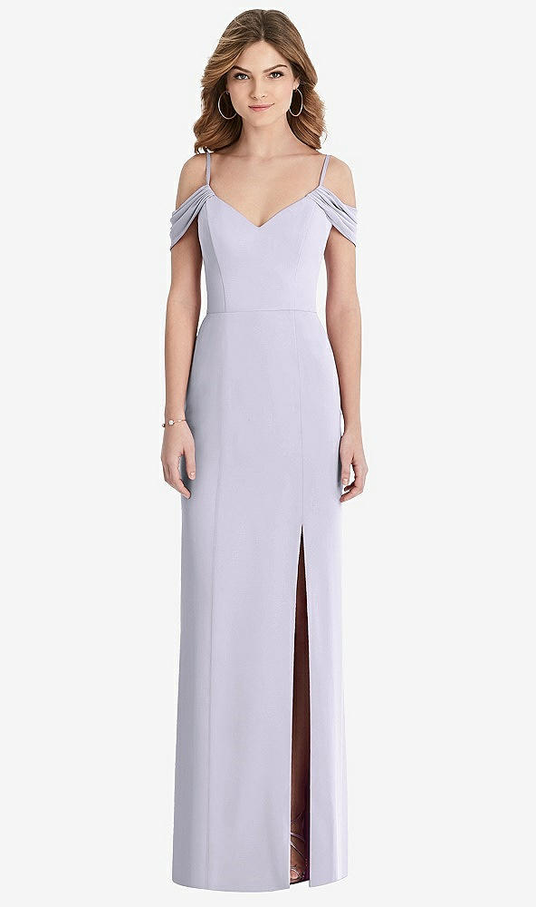 Front View - Silver Dove Off-the-Shoulder Chiffon Trumpet Gown with Front Slit