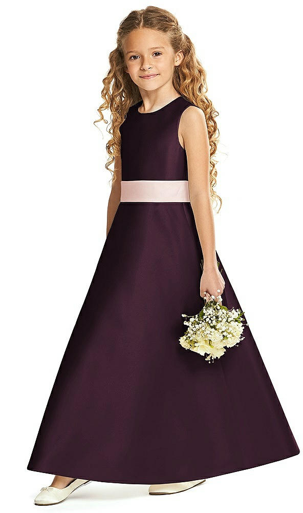 Front View - Deep Plum & Blush Flower Girl Dress FL4062