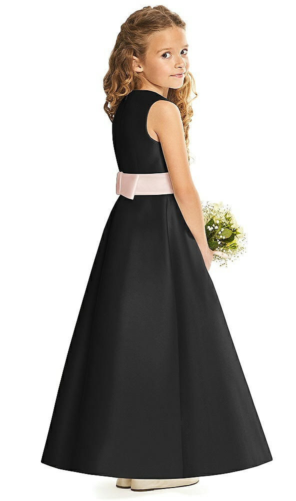 Back View - Black & Blush Flower Girl Dress FL4062