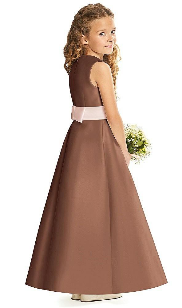 Back View - Cognac & Blush Flower Girl Dress FL4062