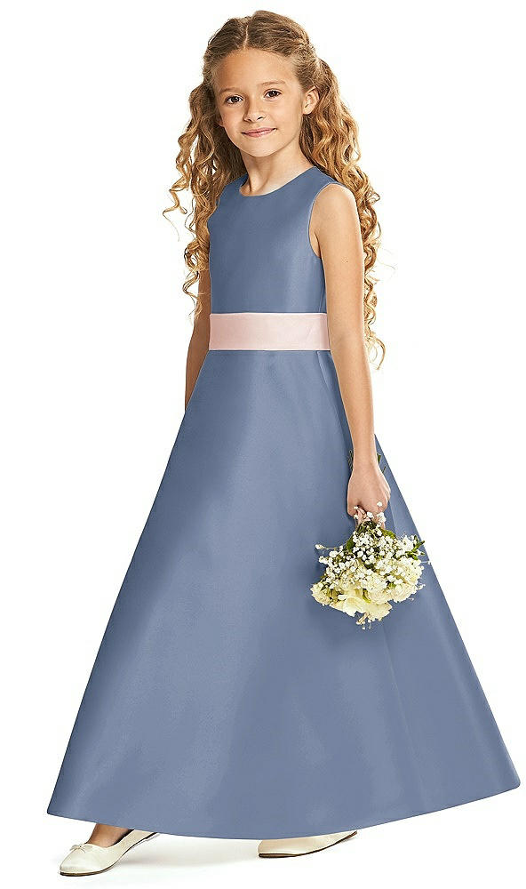 Front View - Larkspur Blue & Blush Flower Girl Dress FL4062