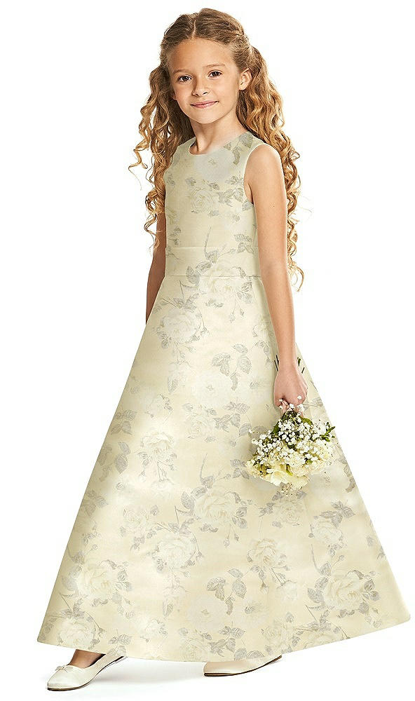 Front View - Butter Yellow Floral Flower Girl Dress FL4062FP