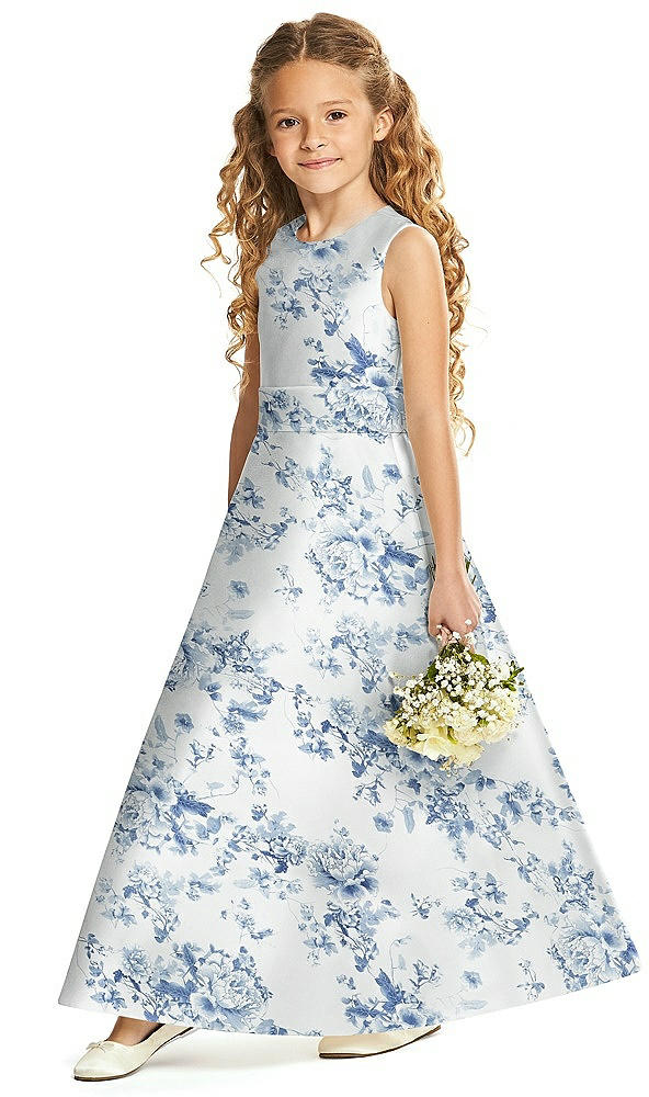 Front View - Cottage Rose Larkspur Flower Girl Dress FL4062FP