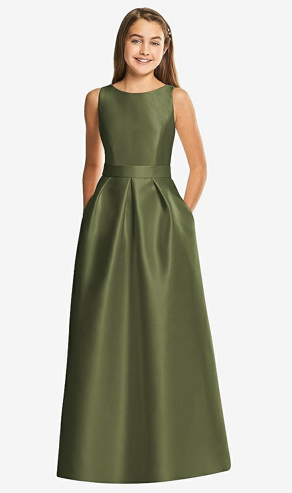 Front View - Olive Green Alfred Sung Junior Bridesmaid Style JR544