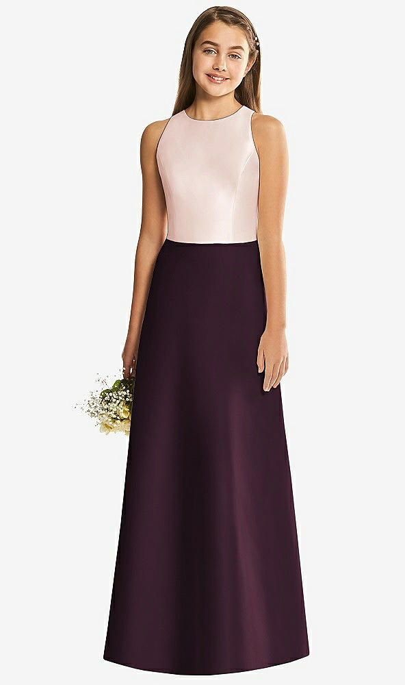 Back View - Deep Plum & Blush Alfred Sung Junior Bridesmaid Style JR545