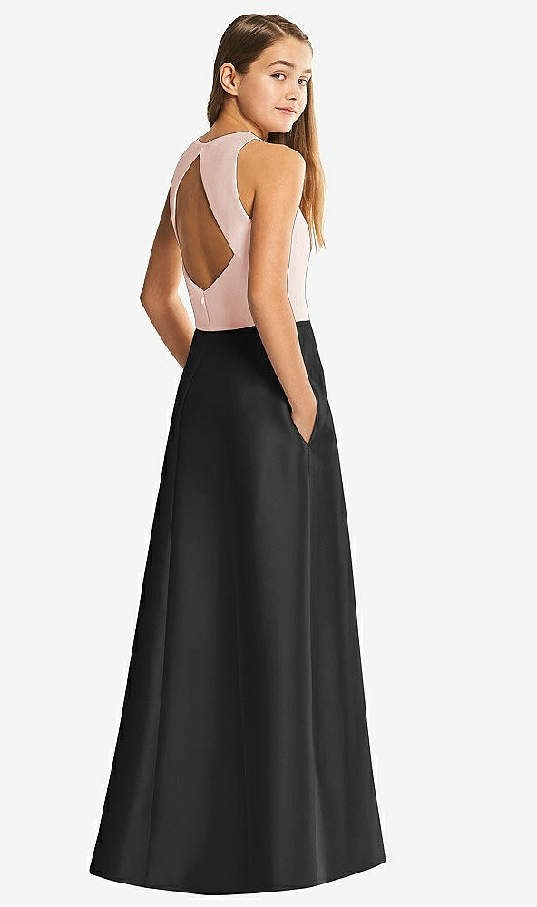 Front View - Black & Blush Alfred Sung Junior Bridesmaid Style JR545