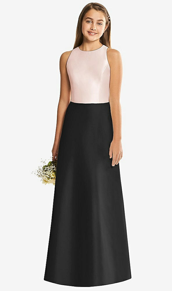 Back View - Black & Blush Alfred Sung Junior Bridesmaid Style JR545