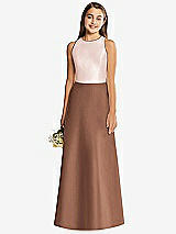 Rear View Thumbnail - Cognac & Blush Alfred Sung Junior Bridesmaid Style JR545