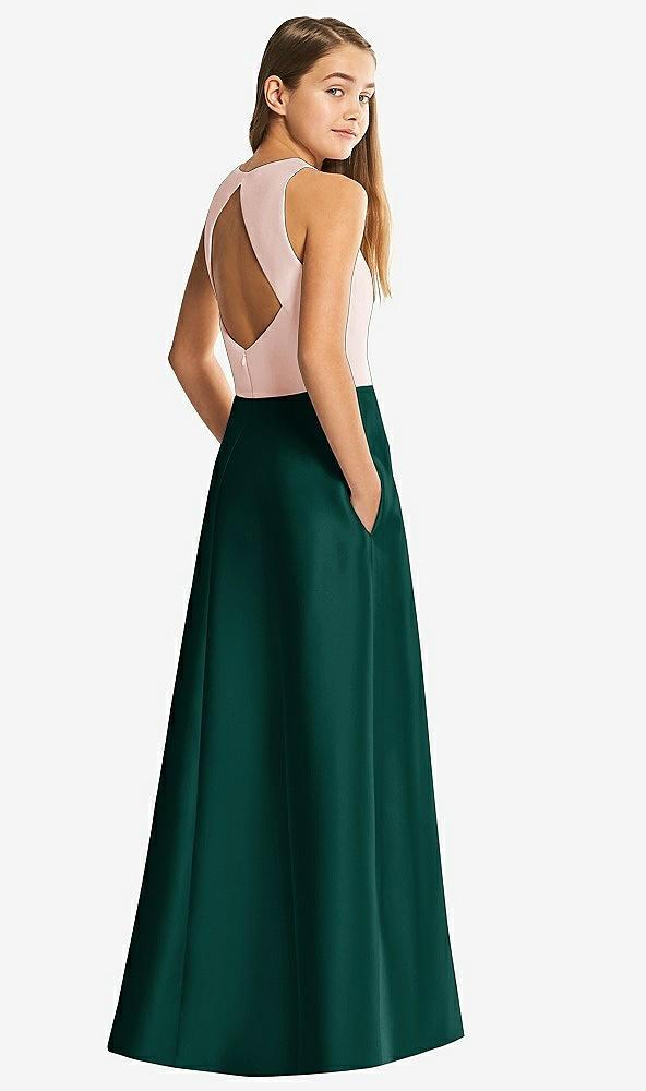 Front View - Evergreen & Blush Alfred Sung Junior Bridesmaid Style JR545