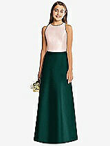 Rear View Thumbnail - Evergreen & Blush Alfred Sung Junior Bridesmaid Style JR545