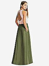 Front View Thumbnail - Olive Green & Blush Alfred Sung Junior Bridesmaid Style JR545