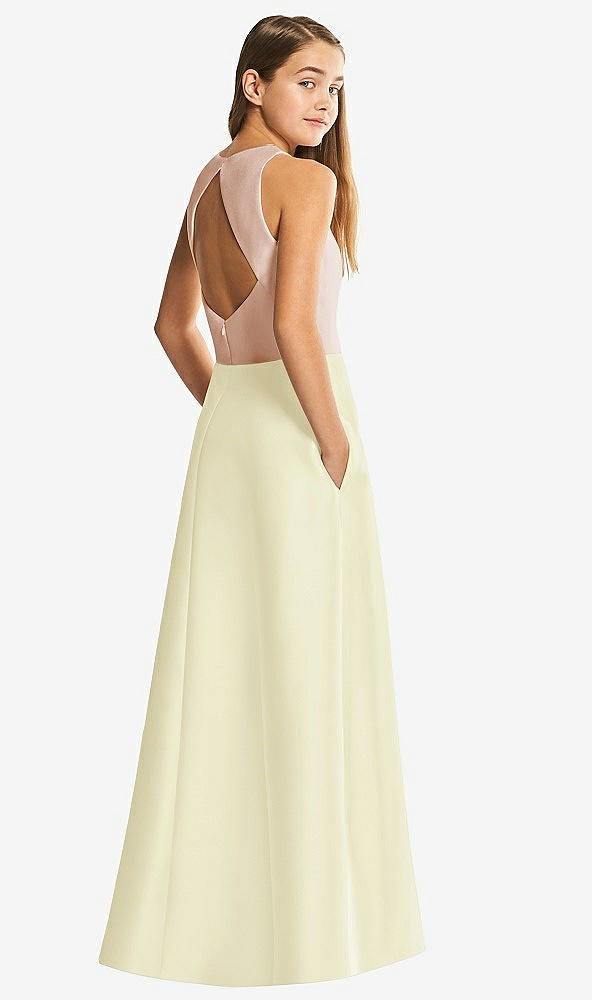 Front View - Butter Yellow & Cameo Alfred Sung Junior Bridesmaid Style JR545