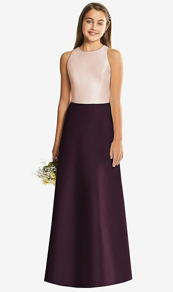 Back View - Deep Plum & Cameo Alfred Sung Junior Bridesmaid Style JR545