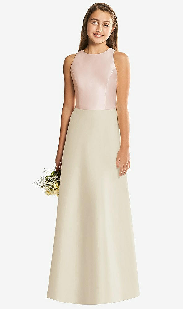 Back View - Champagne & Cameo Alfred Sung Junior Bridesmaid Style JR545