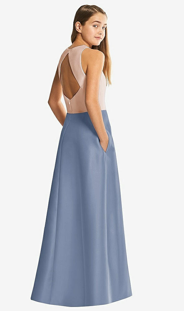 Front View - Larkspur Blue & Cameo Alfred Sung Junior Bridesmaid Style JR545