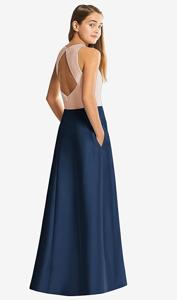 Front View - Midnight Navy & Cameo Alfred Sung Junior Bridesmaid Style JR545