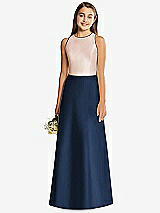 Rear View Thumbnail - Midnight Navy & Cameo Alfred Sung Junior Bridesmaid Style JR545