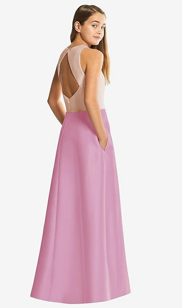 Front View - Powder Pink & Cameo Alfred Sung Junior Bridesmaid Style JR545