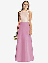 Rear View Thumbnail - Powder Pink & Cameo Alfred Sung Junior Bridesmaid Style JR545