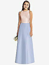 Rear View Thumbnail - Sky Blue & Cameo Alfred Sung Junior Bridesmaid Style JR545